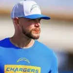 Los Angeles Chargers new defensive coordinator Chris O'Leary looks to the right.