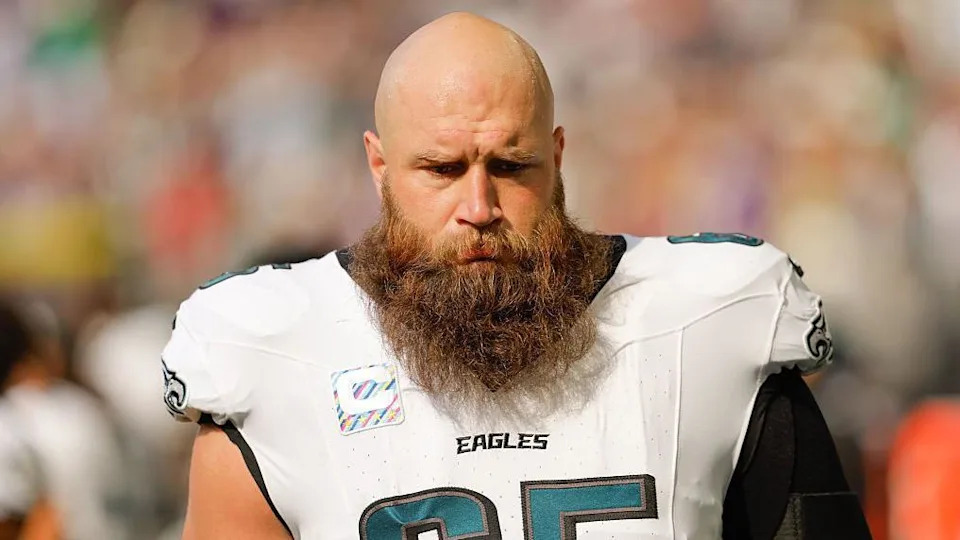 Lane Johnson looks on