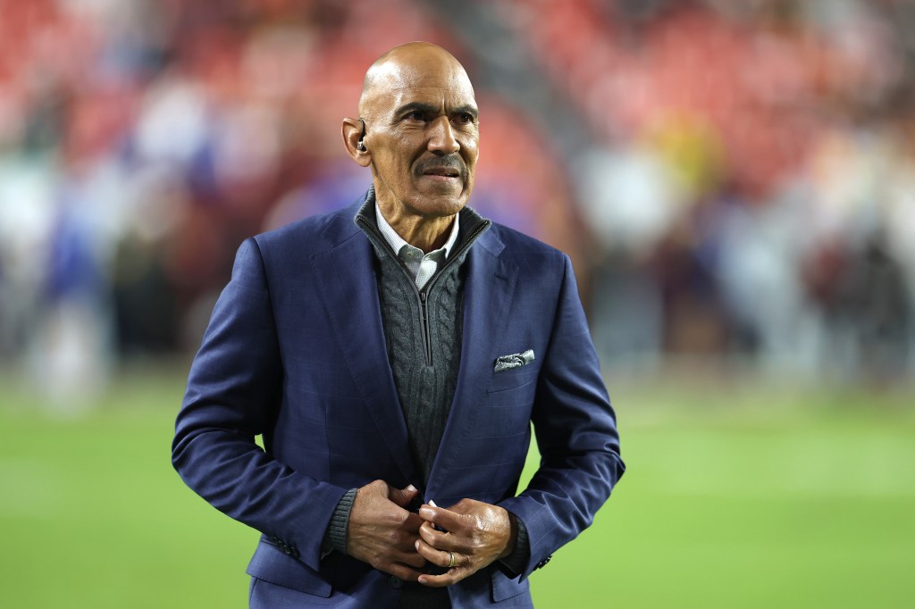 Football Night in America analyst and former NFL player and coach Tony Dungy looks on prior to the game between the Seattle Seahawks and Washington Commanders at Northwest Stadium on November 02, 2025 in Landover, Maryland. 