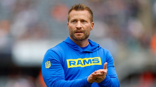 Head coach Sean McVay of the Los Angeles Rams walks on the field prior to a game against the Chicago Bears at Soldier Field on September 29, 2024 in Chicago, Illinois.