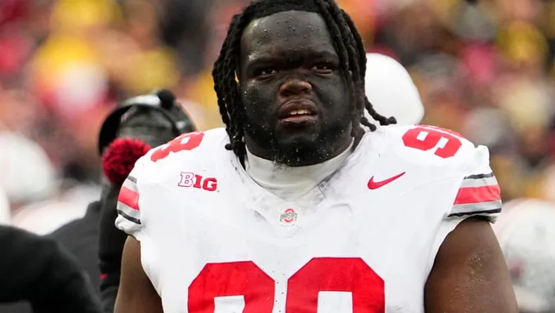 Kayden McDonald on the Ohio State sideline against Michigan. Vikings Kayden McDonald PFF Mock Draft.