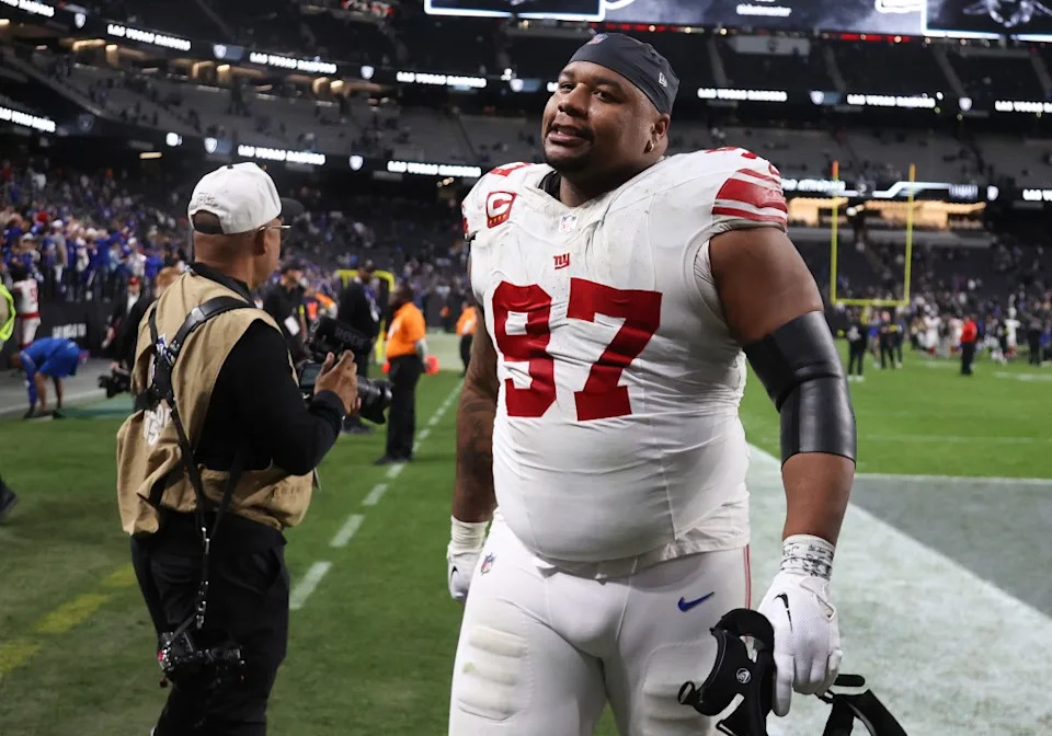 Dexter Lawrence of the New York Giants walks off the field after defeating the Las Vegas Raiders in the game at Allegiant Stadium on December 28, 2025 in Las Vegas, Nevada. Getty Images