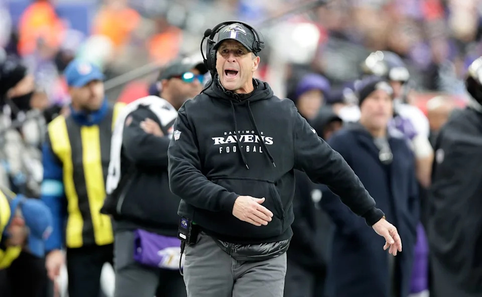 Head coach John Harbaugh of the Baltimore Ravens in action against the New York Giants at MetLife Stadium on December 15, 2024 in East Rutherford, New Jersey. Getty Images