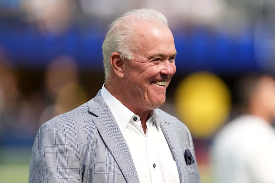 Aug 9, 2025; Inglewood, California, USA; Dallas Cowboys executive vice president Stephen Jones during the game against the Los Angeles Rams at SoFi Stadium. Mandatory Credit: Kirby Lee-Imagn Images© Kirby Lee-Imagn Images