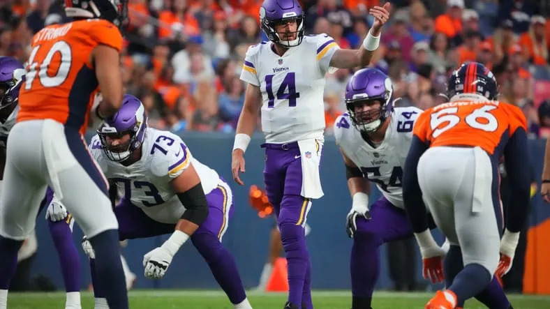 Sean Mannion dropping back for the Vikings against the Broncos in preseason. Sean Mannion Eagles OC interview.