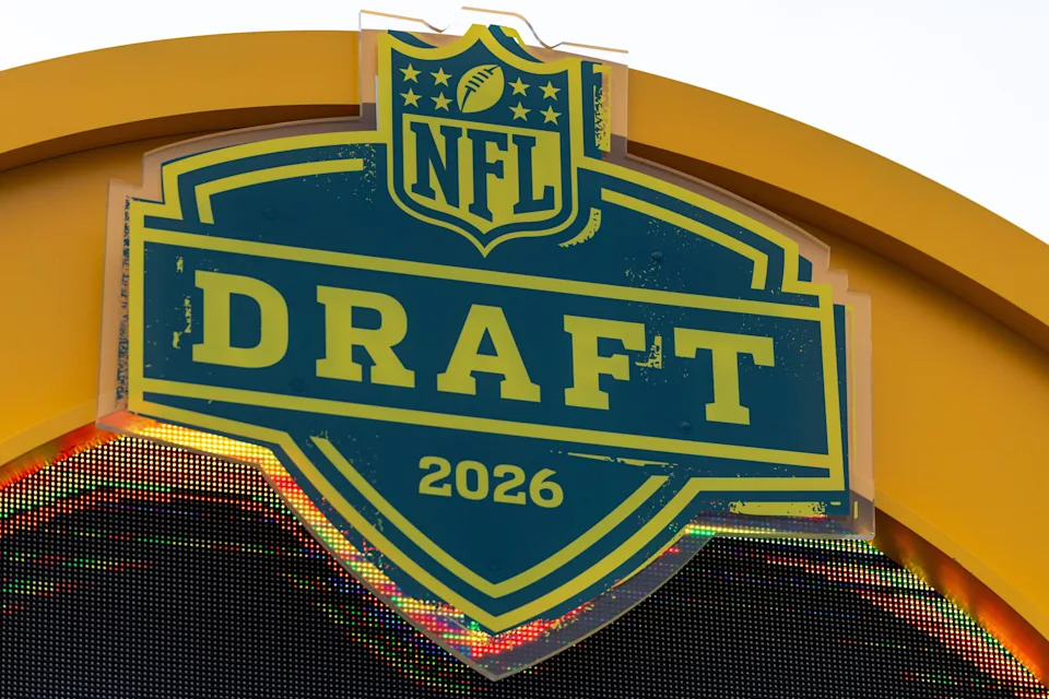 The 2026 NFL Draft logo is displayed atop the NFL Draft countdown clock.