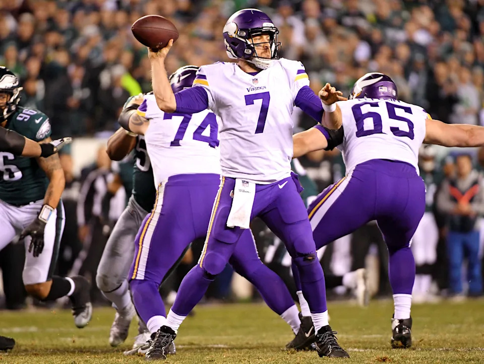 Minnesota Vikings quarterback Case Keenum throws a pass during the third quarter against the Philadelphia Eagles in the NFC championship game.