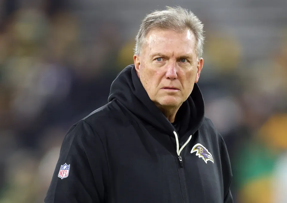 GREEN BAY, WISCONSIN – DECEMBER 27: Offensive coordinator Todd Monken of the Baltimore Ravens looks on before the game against the Green Bay Packers at Lambeau Field on December 27, 2025 in Green Bay, Wisconsin. (Photo by Michael Reaves/Getty Images)