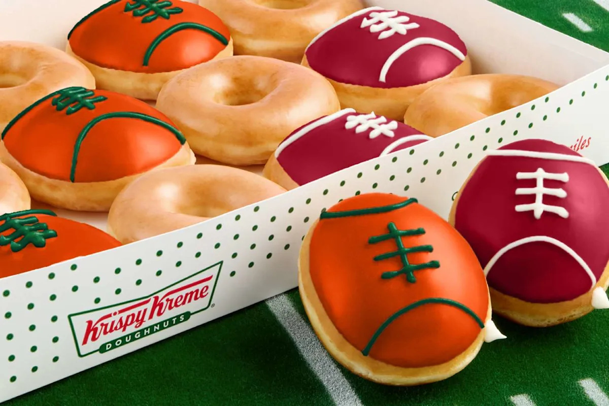 Krispy Kreme Has New Football-Inspired Treats and BOGO $1 Dozen Doughnuts Deal Today