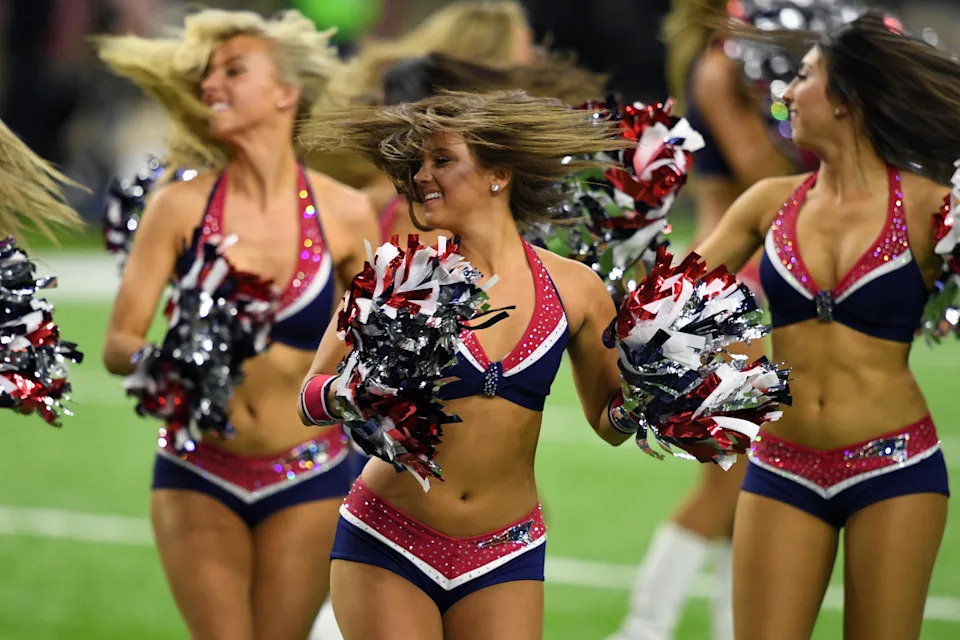 The New England Patriots cheerleaders perform during the second quarter during Super Bowl LI against the Atlanta Falcons at NRG Stadium.