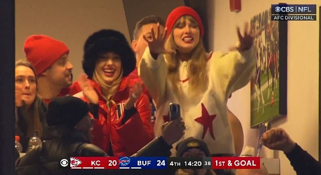 Taylor Swift was previously seen holding up Pacheco's number after he scored a touchdown