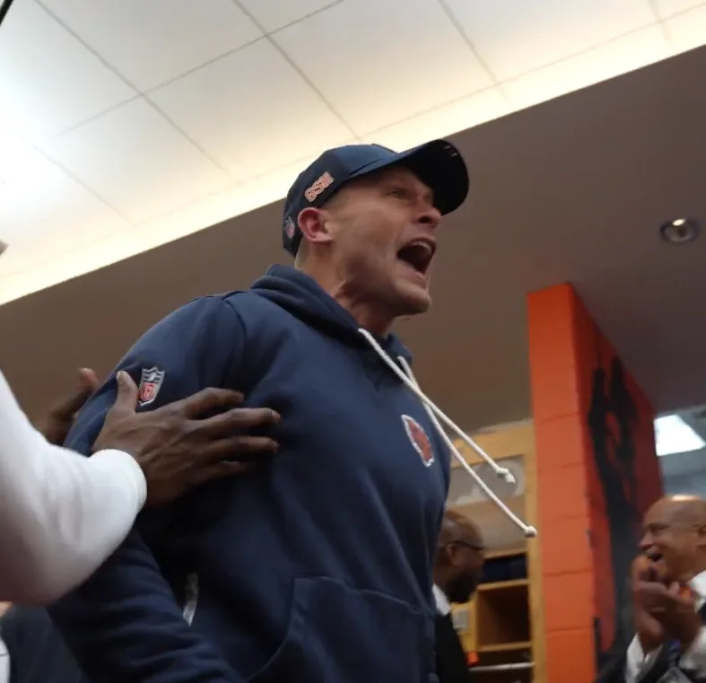 Ben Johnson yelling “F-k the Packers” inside the Bears locker room after they defeated Green Bay in the wild card round. X @ChicagoBears