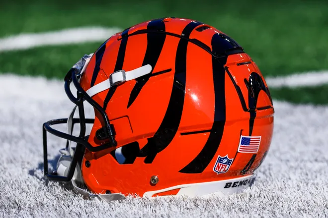 Bengals helmet. Credit: Katie Stratman-Imagn Images