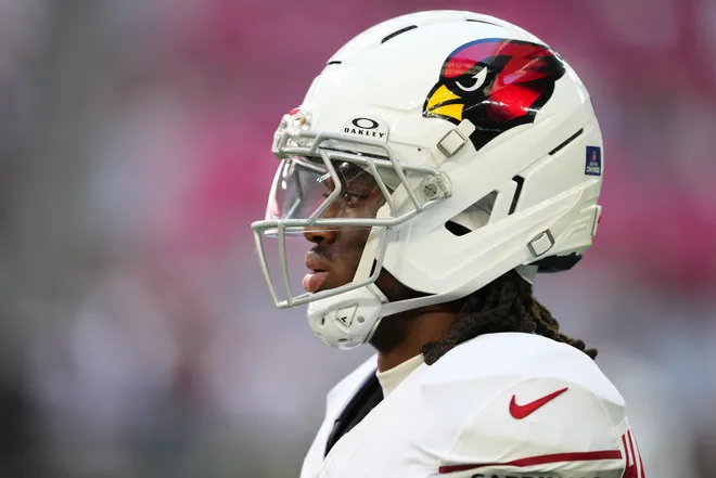 Arizona Cardinals wide receiver Marvin Harrison Jr. (18) on the field during warm ups prior to a game against the Atlanta Falcons at State Farm Stadium in Glendale on Dec. 21, 2025.