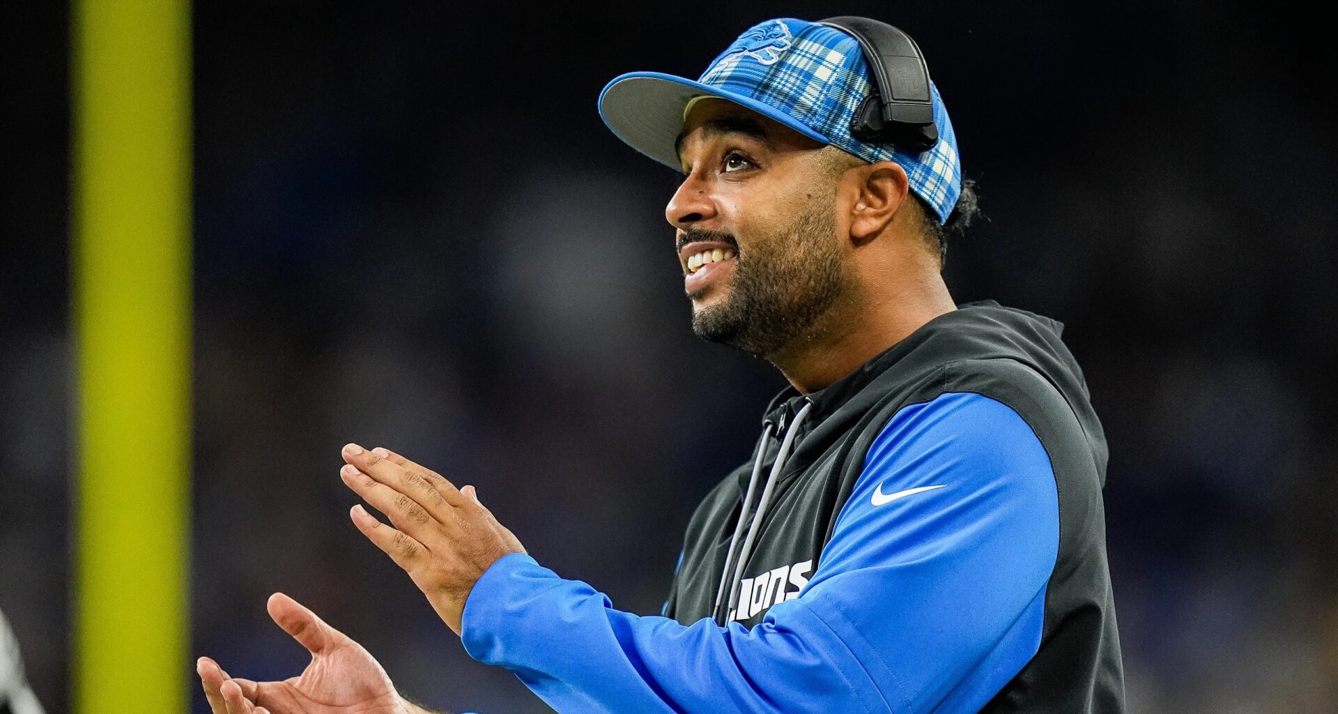 Detroit Lions' Jett Modkins interviews with Buccaneers