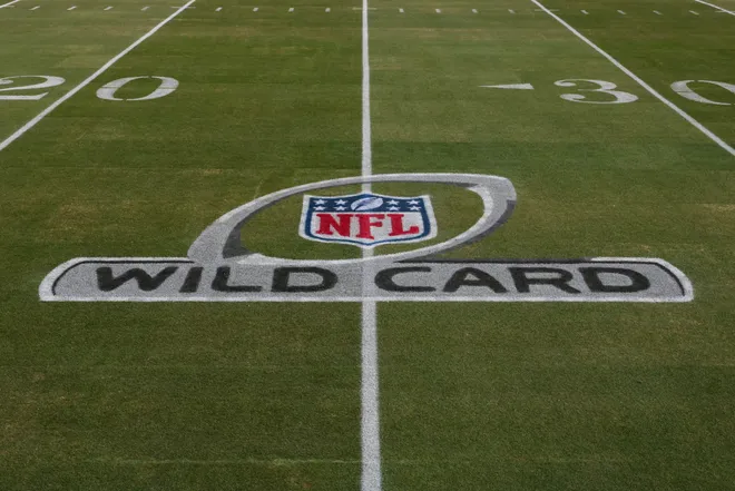 Jan 11, 2026; Philadelphia, PA, USA; Field graphics before a game between the Philadelphia Eagles and the San Francisco 49ers in an NFC Wild Card Round game at Lincoln Financial Field. Mandatory Credit: Bill Streicher-Imagn Images