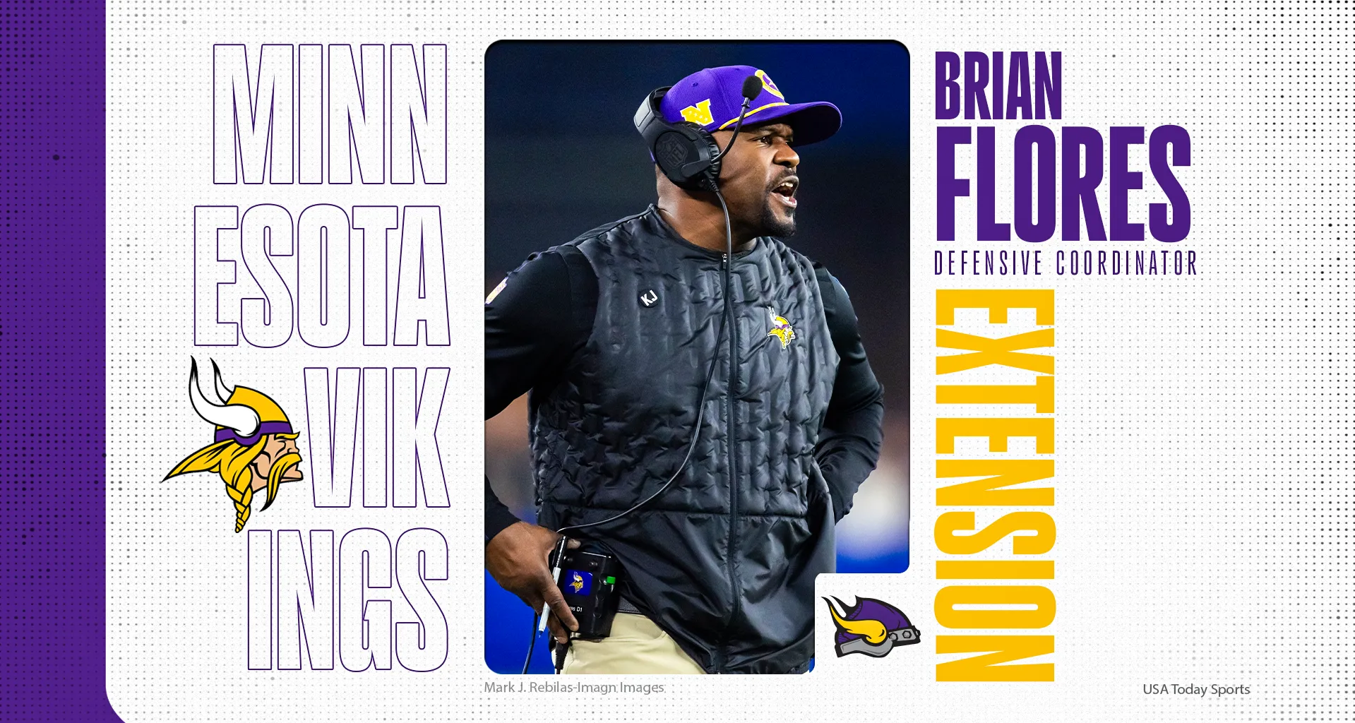 Vikings, Brian Flores agree to contract extension