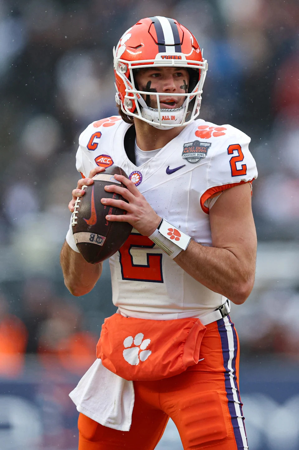 <p>Dec 27, 2025; Bronx, NY, USA; Clemson Tigers quarterback Cade Klubnik (2) looks to pass during the first half of the 2025 Pinstripe Bowl against the Penn State Nittany Lions at Yankee Stadium. Mandatory Credit: Vincent Carchietta-Imagn Images</p>
