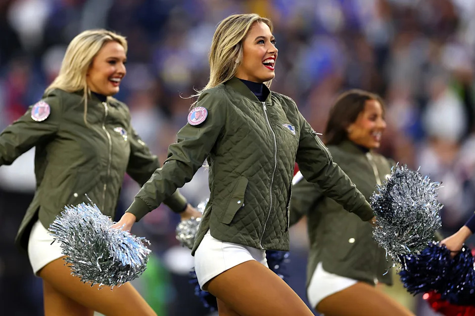 New England Patriots cheerleaders perform at Gillette Stadium on November 17, 2024 in Foxborough, Massachusetts.