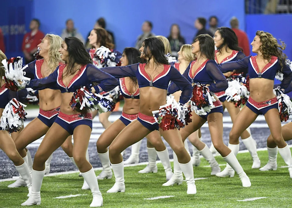 Cheerleaders perform during Super Bowl LII between the New England Patriots and the Philadelphia Eagles.