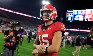 Carson Beck (No. 15) during his time at Georgia.