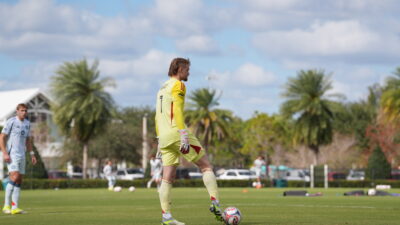 Chicago Fire goalkeeper Chris Brady in a preseason friendly again Nashville SC in Florida