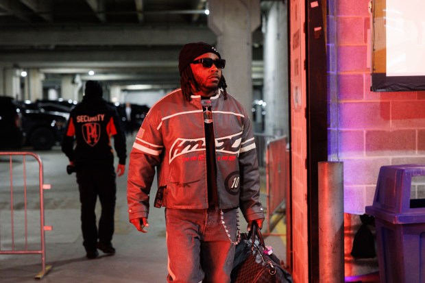 Chicago Bears running back Kyle Monangai walks to the locker room before playing the Green Bay Packers in a NFC wild-card game at Soldier Field Jan. 10, 2026, in Chicago. (Armando L. Sanchez/Chicago Tribune)