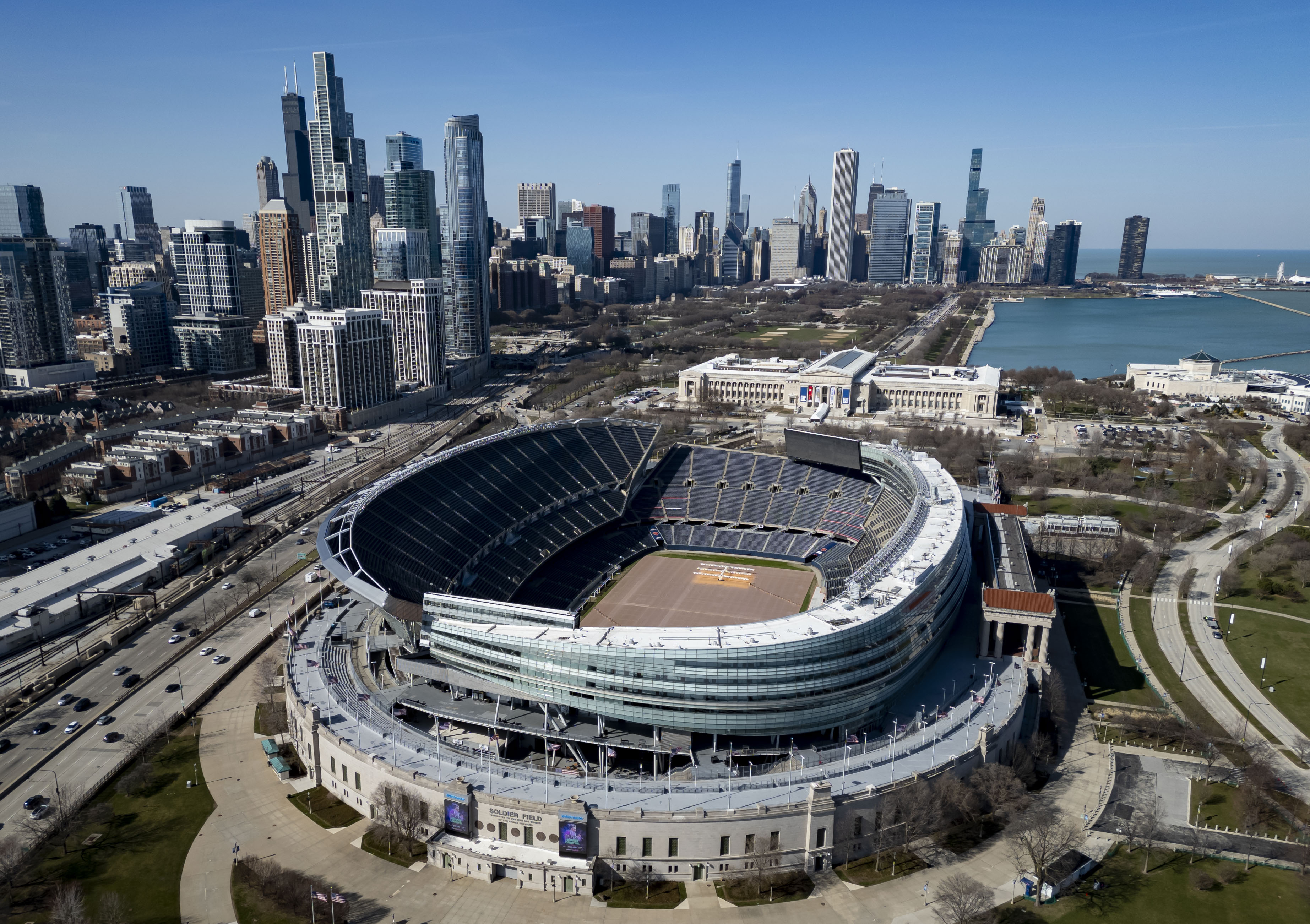 Soldier Field on the lakefront on March 11, 2024. where...