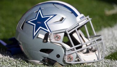 Cowboys helmet on the field