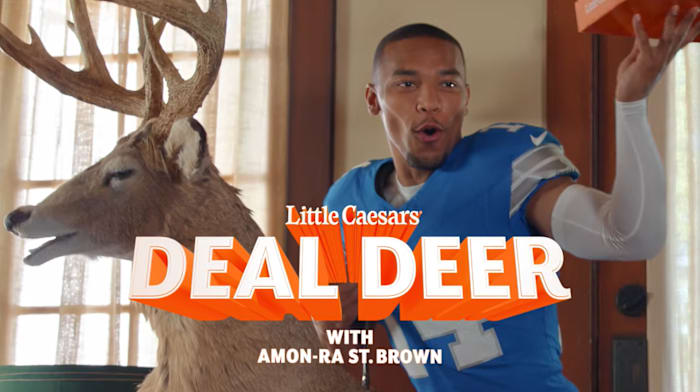 Lions wide receiver Amon-Ra St. Brown stars in Little Caesars campaign for Detroit-style Slices-N-Stix