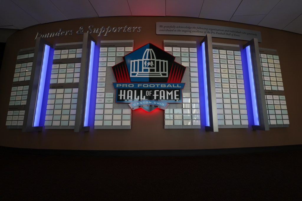 An interior view of the Pro Football Hall of Fame building on August 24, 2025 in Canton, Ohio.
