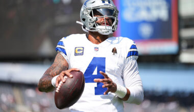 Dak Prescott prepares to throw a pass ahead of the Week 9 matchup vs. Arizona Cardinals