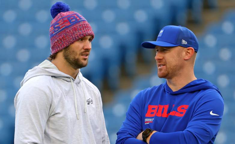 Buffalo Bills QB Josh Allen and new head coach Joe Brady