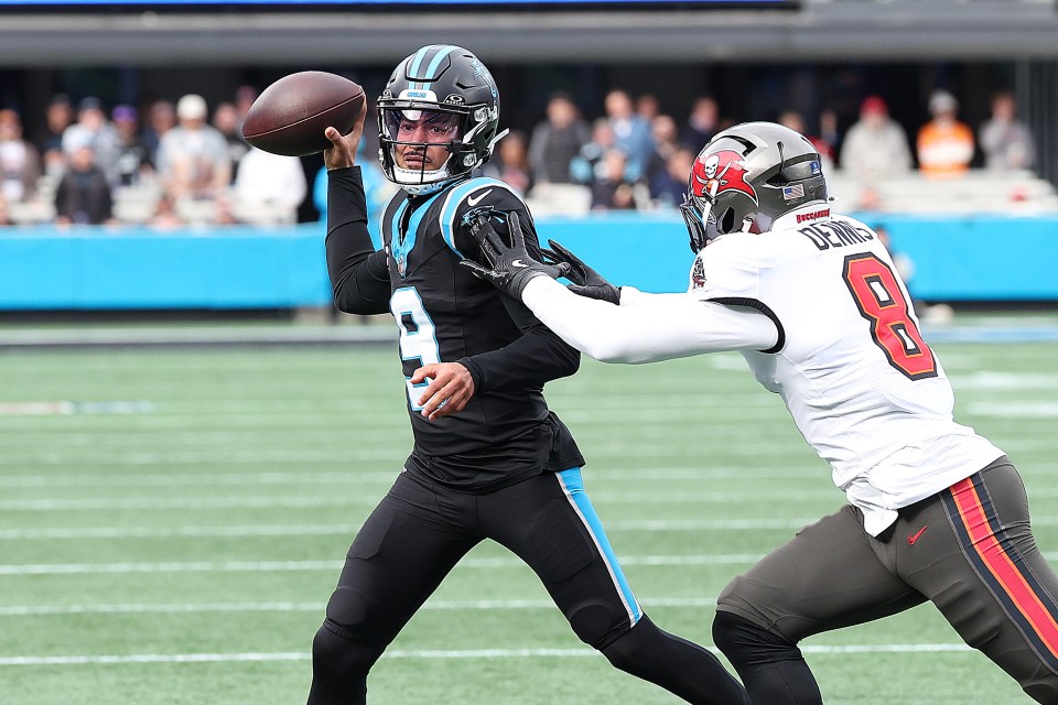 Carolina Panthers quarterback Bryce Young (9) during an NFL football game between the Tampa Bay Buccaneers and the Carolina Panthers