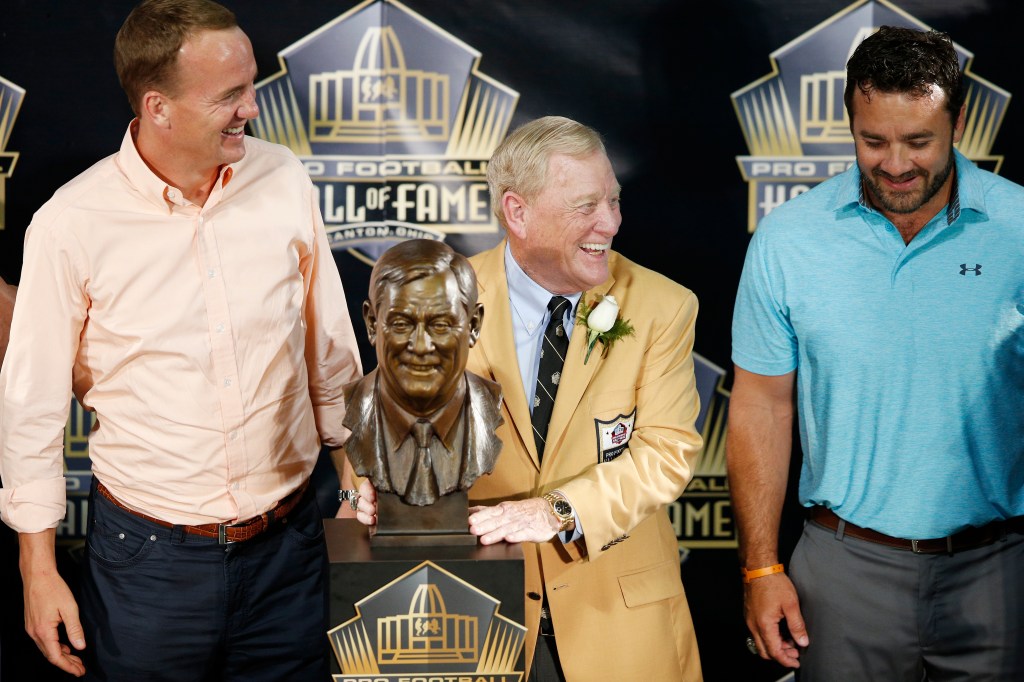 The 2021 Pro Football Hall of Fame induction ceremony with Peyton Manning, Cliff Harris, and Jared Allen.