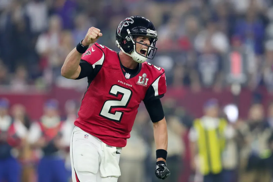 HOUSTON, TX - FEBRUARY 05:  Matt Ryan #2 of the Atlanta Falcons reacts during the game against the New England Patriots during Super Bowl 51 at NRG Stadium on February 5, 2017 in Houston, Texas.  (Photo by Tom Pennington/Getty Images)