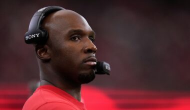 Houston Texans head coach DeMeco Ryans watches from the sideline during the first half of an NFL football game against the Las Vegas Raiders, Sunday, Dec. 21, 2025, in Houston. (AP Photo/Eric Christian Smith)
