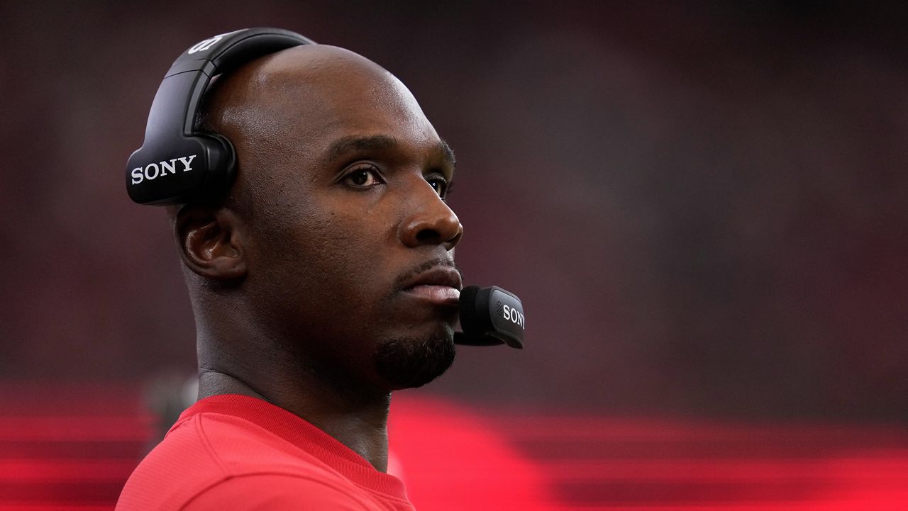 Houston Texans head coach DeMeco Ryans watches from the sideline during the first half of an NFL football game against the Las Vegas Raiders, Sunday, Dec. 21, 2025, in Houston. (AP Photo/Eric Christian Smith)