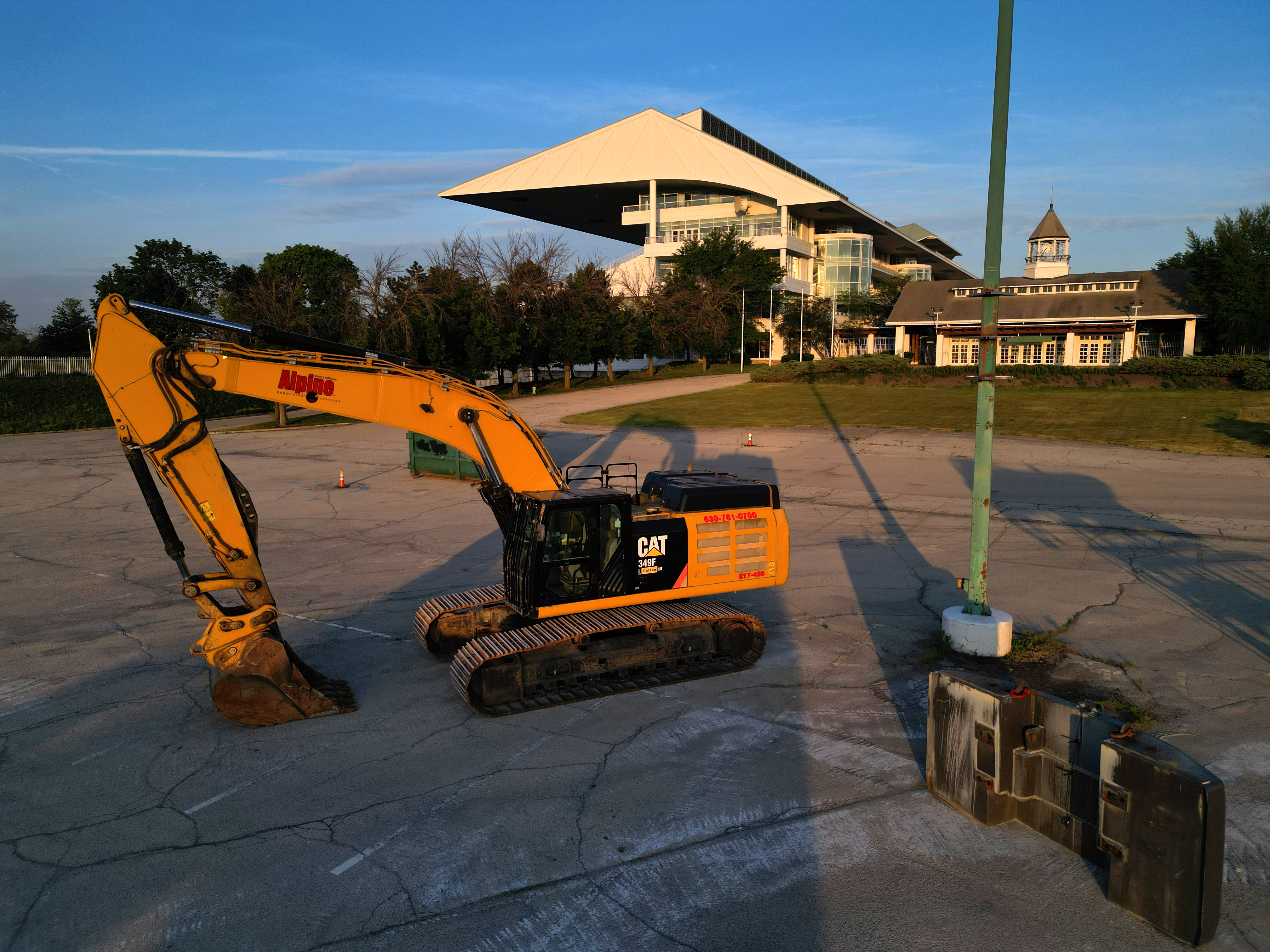 Construction equipment stands ready for expected demolition at the former...