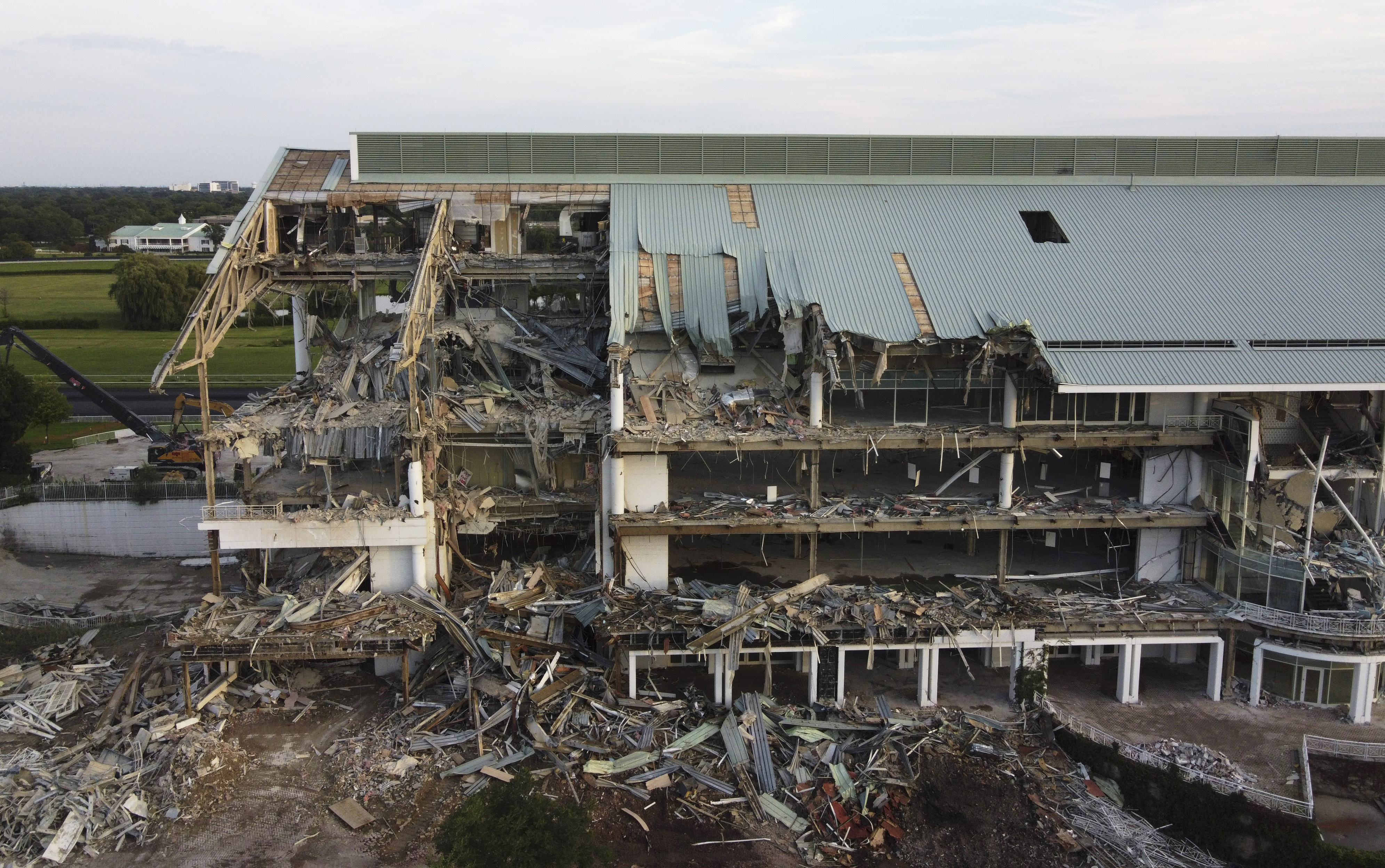 Demolition continues of the main grandstand at the former Arlington...