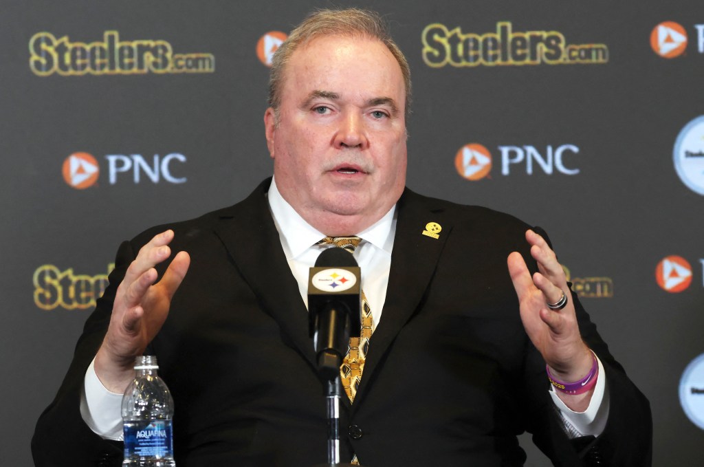 Pittsburgh Steelers head coach Mike McCarthy speaks at a press conference introducing him as the next head coach of the Steelers at PNC Champions Club at Acrisure Stadium.