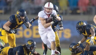 Christian McCaffrey runs with the ball during a game against Cal.