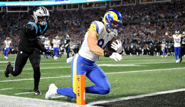 Rams Colby Parkinson game-winning touchdown Panthers wild-card playoffs 2026...
