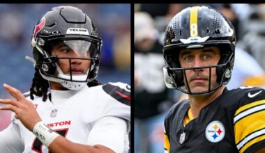 Pittsburgh Steelers QB Aaron Rodgers and Houston Texans QB C.J. Stroud