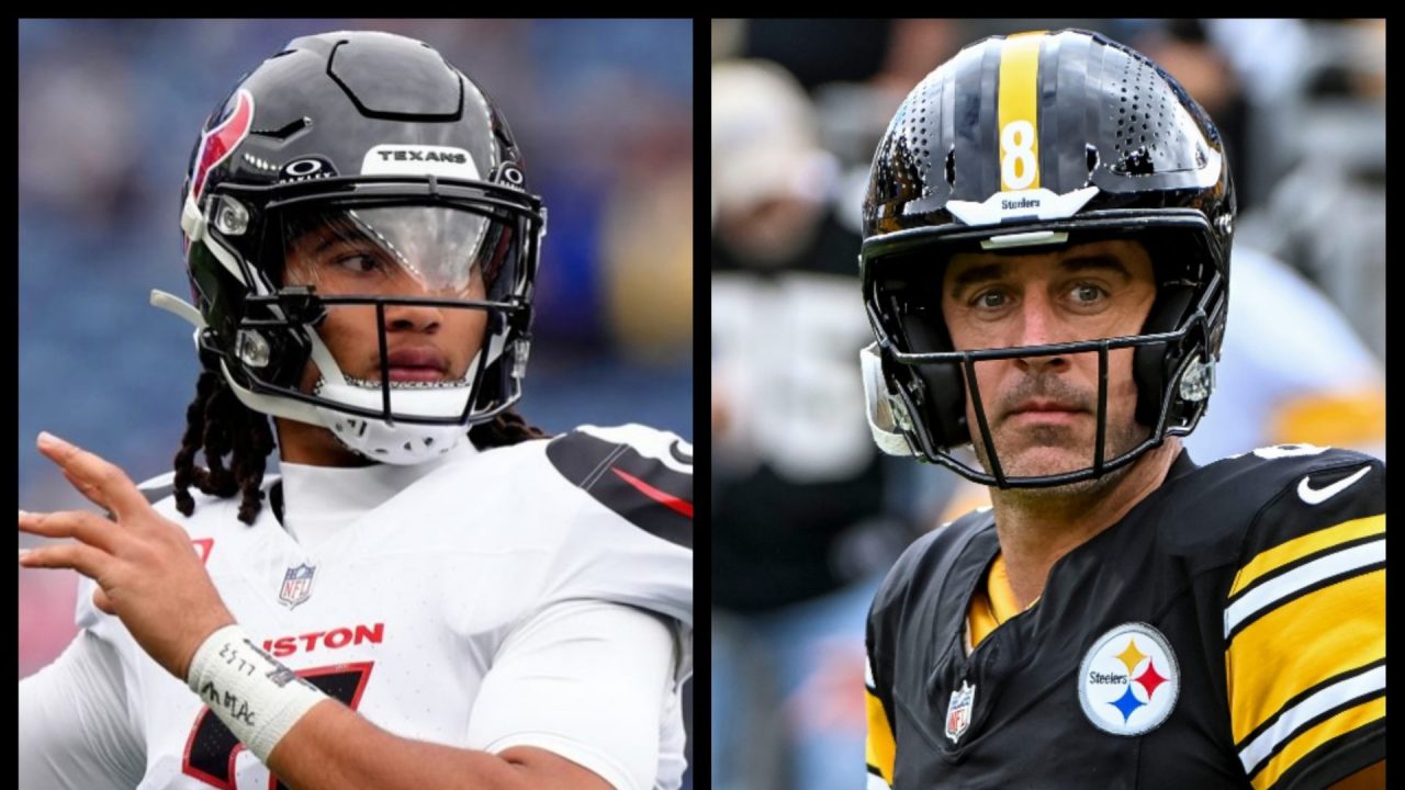 Pittsburgh Steelers QB Aaron Rodgers and Houston Texans QB C.J. Stroud