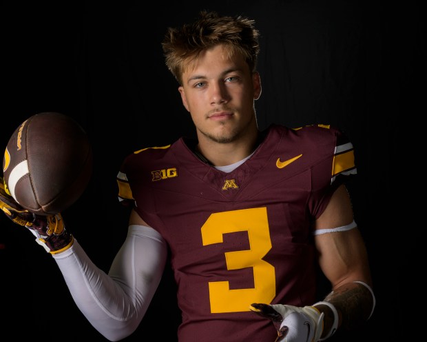 Minnesota Gophers defensive back Koi Perich (3) is photographed during the team's NCAAA football media day in Minneapolis on Wednesday, July 16, 2025. (John Autey / Pioneer Press)