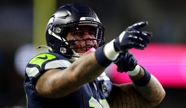 Seattle Seahawks Elijah Arroyo celebrates Houston Texans 2025...