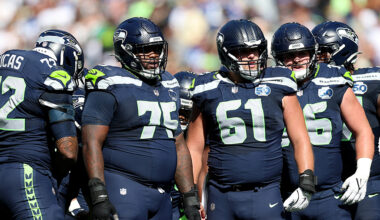 Seattle Seahawks offensive line Saints 2025...