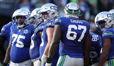 Seattle Seahawks offensive line Vikings 2025...