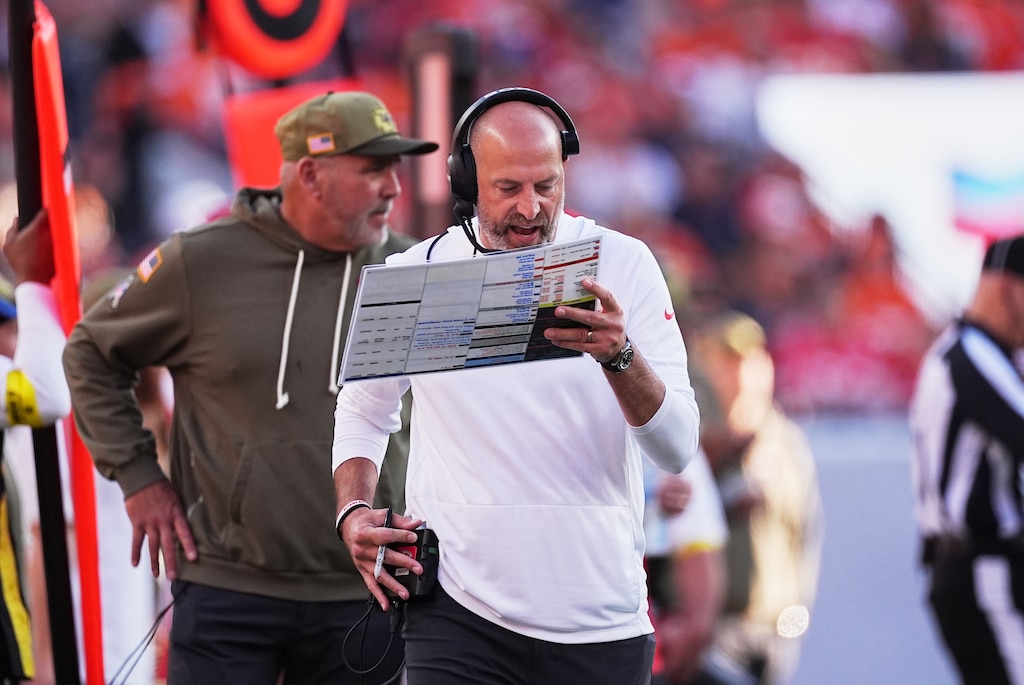 Kansas City Chiefs offensive coordinator Matt Nagy in the first half of a game against the Denver Broncos on Nov. 16.